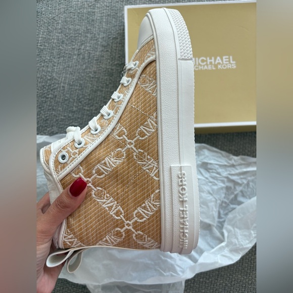 Michael Kors Evy High-Top Straw Sneakers Size 8.5 — Not Outlet - Picture 5 of 15